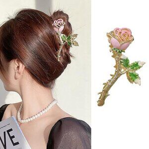 Pink Rose Hair Claw Clip